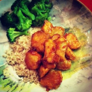 Sweet and Sour Chicken, Brown Rice and Broccoli